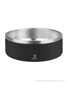 24/42/64盎司狗碗，三层隔热不锈钢材质，防滑、防溢、耐用，带水食托盘；也适用于猫咪； - 黑色-42oz - 查看 9