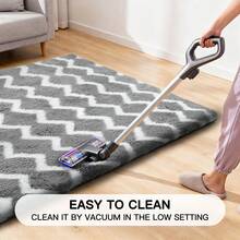 Treeboy Fluffy Area Rug Thick & Shaggy Carpet For Living Room & Bedroom Floor, Home Decor Anti-Slip Soft Carpet Floor Mat - Gray and White Wavy Pattern - View 9