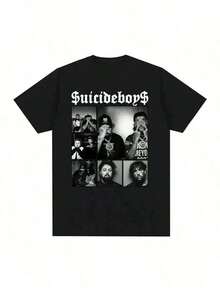 Suicideboy Era Tour Graphics Print T-Shirts Teen Shirt Tops Harajuku Hip Hop Rock Style T Shirts Unisex Fashion Regular Size Street T Shirt - Black - View 2