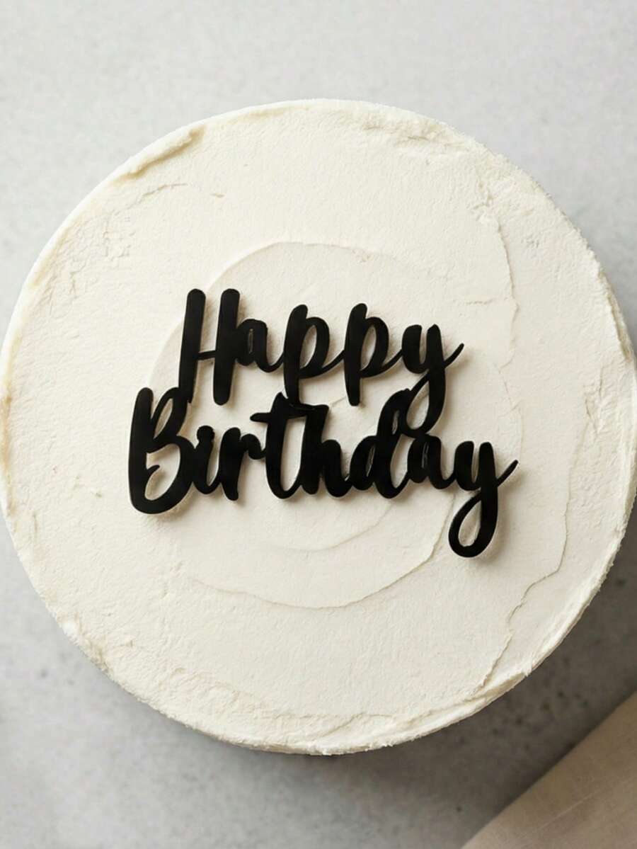 1个亚克力生日蛋糕装饰插牌,蛋糕装饰,生日派对亚克力蛋糕装饰,烘焙用品,烘焙装饰,蛋糕配件,节日礼物,厨房必备品 - 黑色 - 查看 1