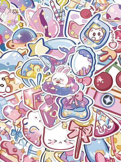 50枚 グリッター ギャラクシー フェノム ステッカー 面白いカートゥーン落書き ラップトップ スーツケース 文房具 携帯ケース PVC デカール 装飾ステッカー DIYギフト