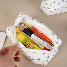 1pc Minimalist Black Bow Pencil Case, Creative Bow Pencil Pouch, Star Stationery Organizer Bag, Cosmetic Bag - A - View 2