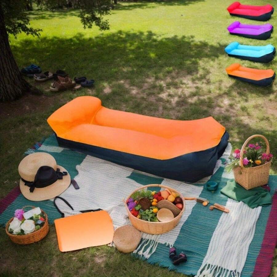 Portable Inflatable Sofa And Chair Set - Heavy Duty Single Person Outdoor Lounge Chair, Quick Inflate/Deflate, Lightweight Compact, Suitable For Camping, Beach, Backyard - Multicolor - View 1