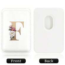 Elastic Magsafe Cardholder Slim Leather Magnetic Wallet Built In Magnet Designed Magnet Phone Bag Cover CellPhone Credit Card Holder For Apple12/13/14/15/16 Pro Max & Magsafe Case A-Z Gold Pattern - White - View 36