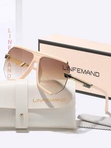 LINFEMAND 个性化大框半框时尚太阳镜，渐变镜片，高端金属镜腿，修饰脸型，夏季必备防晒单品，节日礼物之选。 - 彩色 - 查看 15