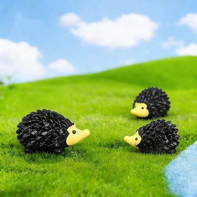 1 Set (20 piezas) Figuras creativas y lindas de erizo, decoración de paisaje micro de musgo de resina, modelo en miniatura hecho a mano, adecuado para terrario, bonsái de escritorio, escena en miniatura, decoración de estantería y colección con tema natural