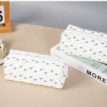 1pc Minimalist Black Bow Pencil Case, Creative Bow Pencil Pouch, Star Stationery Organizer Bag, Cosmetic Bag - A - View 1