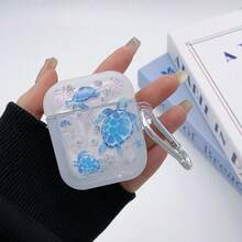 1pc Cartoon Sea Turtle Design Protective Case Compatible With Apple Wireless Bluetooth Earphones - Multicolor - View 3