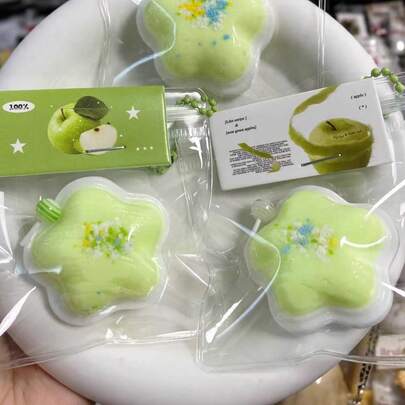 2026 Nuevo - 1 pieza Manzana verde y estrella Slime - Modelo táctil, bolsa de almacenamiento de viscosidad emocional Charm - Ultra suave relajación Squishy, accesorio de salida psicológica creativa - Regalo perfecto - Regalo de cumpleaños - Regalo de Pascua - Regalo del Día de San Valentín