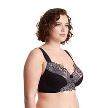 Plus Size Unlined Minimizer Wirefree Bras With Embroidery Lace - Grey,Burgundy,Black(3 Pack) - View 2