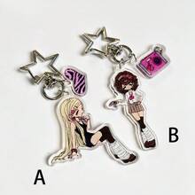 1 件原创豹纹心形吊饰，休闲时尚少女 Y2K 复古校园女孩可爱街头休闲派对亚克力钥匙扣、手机吊饰、学校纪念品礼物、包袋配饰，适合所有季节、公司活动、送给女朋友的礼物，带身份证夹的包袋挂绳，汽车配件包袋吊饰 - 彩色 - 查看 5