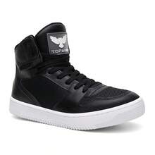 Bota de Treino Preto Conforto Musculação Uso Diário Couro Resistência Sola Borracha  Desportivo    Amarrar    Academia e fitness - Preto - Visão 4