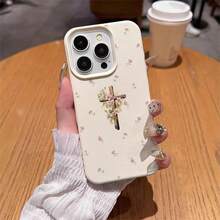 1pc TPU Material Faith Gentle Flower & Cross Pattern Phone Case, Fit For IPhone 17 Pro Max/17/16 Pro Max/15/13/12/11, S20 FE/A15/S24/A55, Note 11/12/13 Pro, Full-Body Soft Protective Cover - White - View 4