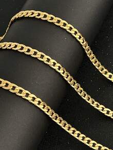 6毫米18K镀金男士嘻哈项链，礼品及派对首饰套装，男士时尚不锈钢链项链，日常装饰朋克嘻哈风格牛仔宽链四面钢制街头男士项链，圣诞节感恩节新年节日礼物 - 彩色 - 查看 4