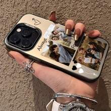 Funda de teléfono personalizada y creativa DIY, compatible con Apple 17 Pro Max/16/15 Plus/14/13/12/11, diseña 3 fotos personalizadas, regalo único para amigos, padres, novio, novia - Negro - Ver 4