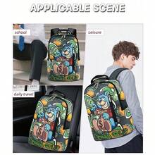15.6 Inch Lightweight Laptop Backpack, Casual Large Capacity Travel Bag, Waterproof Nylon Oxford Cloth Backpack For Men, Students, Outdoor, Gift, Black, Camping, Camping, Hiking Bag - Green - View 8