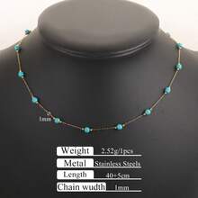 女士不锈钢天然石串珠项链 - 低过敏防水链条，搭配色彩缤纷的玛瑙、绿松石、红玉髓和紫水晶珠子，波西米亚简约风，适合日常佩戴、海滩度假、派对聚会及作为礼物，长度可调节，配有龙虾扣，可叠戴打造层次感造型。 - 金色 - 查看 13