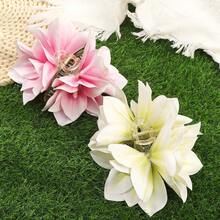 1 Stück dicke Blumen Haarspange für Frauen, große Lotus Blumen Haarspange, Blumen Haaraccessoire geeignet für Hochzeit, Geburtstag, Sommer Outfits, Strandklemmen, Urlaubs Haarspangen - Verschiedenfarbig - Übersicht 2