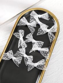 10pcs Cute & Versatile White Mesh Bow Hair Clips - Multicolor - View 3
