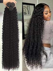 Uveous 12A Curly Wave Bundles Human Hair Raw Kinky Curly Human Hair Bundles 20 20 20 Inch Natural Black Ultra Soft Afro Raw Remy Hair Extensions - Natural Black - 查看 1