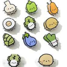 7pcs Vegetable Shaped Memo Clips - Cartoon, High-Quality, Double-Sided, Acrylic PP Clips, Storage Clips, Document Clips - A - View 6