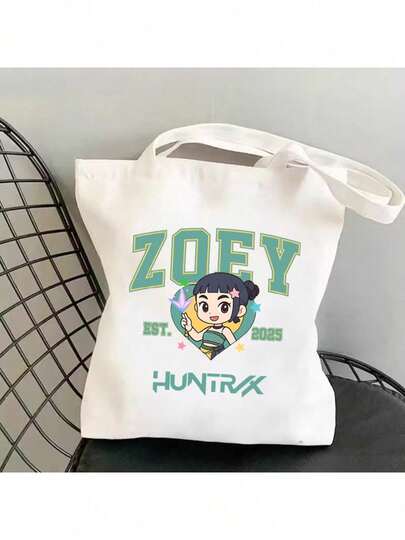 K-POP  Girl Group Anime Printed Canvas Bag, Large Capacity Book Bag For Students, Art & Tutoring Bag