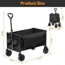 Portable Outdoor Utility Wagon For Camping, Shopping, And Sporting Activities In Black - Black - View 4