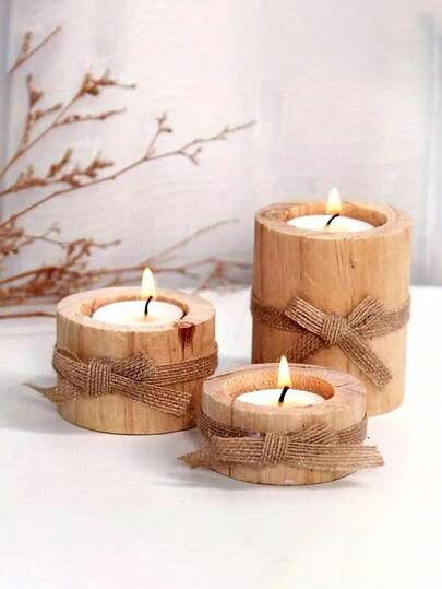 1/3pcs Wooden Tea Candle Holder, Wooden Offering Tea Candle Holder, Suitable For Wedding Birthday Centerpiece Decor, Suitable For Tabletop Planter, Suitable For Rustic Style Centerpiece Home Decor (Candles Not Included), Graduation Gift