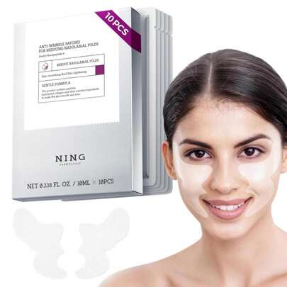 NING DERMOLOGIE Smile Line &Amp; Under Eye Patches U2013 4-Peptide Anti-Wrinkle Treatment With Collagen, Caffeine &Amp; Niacinamide U2013 Firming, Hydrating, Brightening Face Pads For Laugh Lines, Eye Bags, 10 Pairs