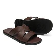 Men's Casual Criss-Cross Beach Sandals, Summer Casual New Style Beach Shoes, Breathable Non-Slip Durable Outdoor Slippers - Brown - View 5
