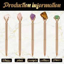 1/5PCS Crystal Raw Stone Journaling Pen Set, Fancy Diamond Writing Pens Black Ink, Pretty Office School Supplies Gift For Women - Multicolor - View 6