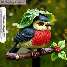 2D Flat 1pc 2D Plastic Garden Sign Plate, Suitable For Yard Decor, Colorful Birds Perching On Branches To Enhance Flowerbed Beauty, Suitable For Outdoor Yard And Potted Plants, Yard, Lawn And Gardening Outdoor Decor Garden Stake - A - View 4