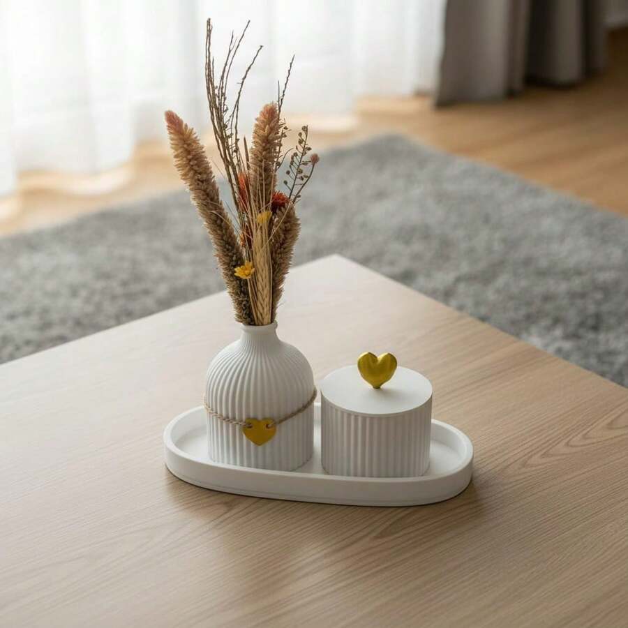 Decorative Set For Living Room Or Office: Modern Jewelry Vase With Tray. - 1PC - Xem 1