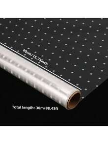 30米长透明玻璃纸卷，白色波点图案 - 加厚透明礼品包装膜，适用于礼品、鲜花、节日和情人节包装 - 波點 - 查看 9
