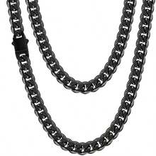 男士不锈钢链项链，银色/黑色/14K镀金，长度可选：18英寸、20英寸、22英寸 - 彩色 - 查看 14