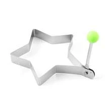 一套包含心形、星形、梅花形、圆形和老鼠形状的不锈钢鸡蛋模具，拉丝表面，硅胶手柄，非常适合儿童便当和情人节DIY早餐，易于清洁且加热迅速。 - 彩色 - 查看 19