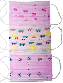 100 cubrebocas tricapa diseños infantiles - Rosa - Ver 4