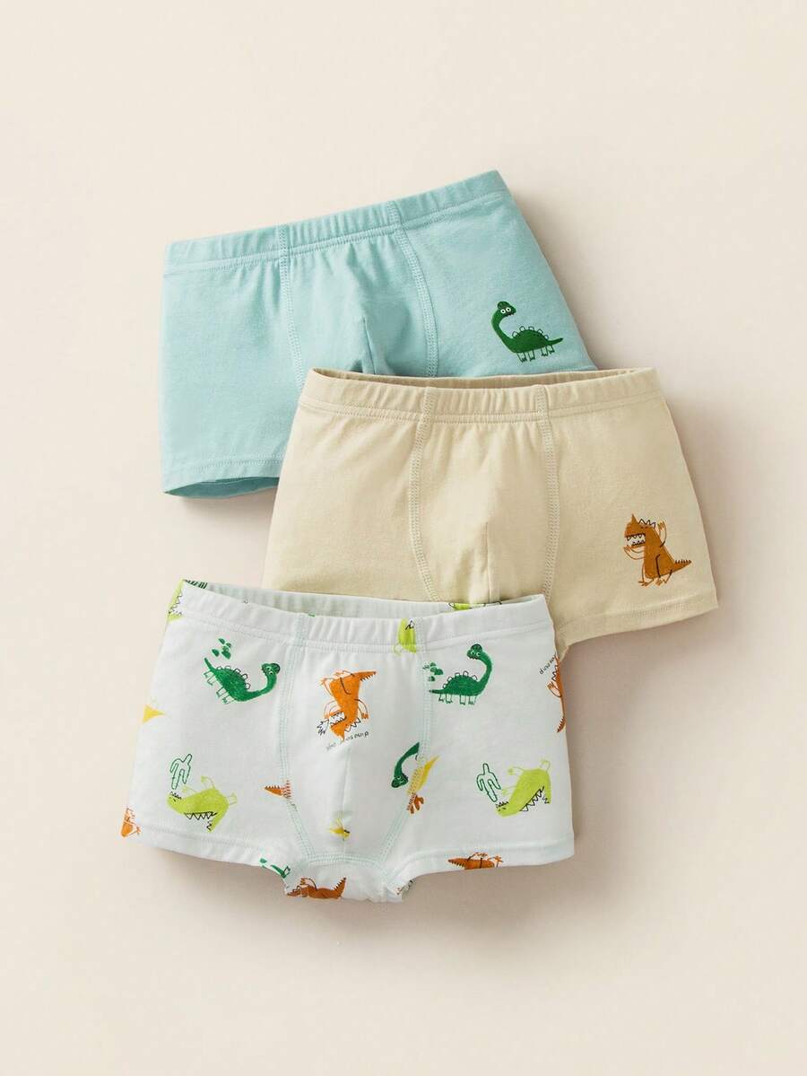 mini bala 3 chiếc quần lót bé trai, chất liệu cotton mềm mại, thoải mái, co giãn, thoáng khí, kiểu quần boxer cho trẻ em. - tông màu vàng xanh - Xem 1