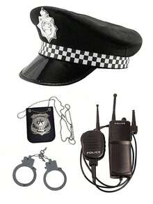 Conjunto de sombreros, accesorios de disfraz para juego de roles, incluye gorra de águila, gafas, esposas, bastón, cosplay, equipo de invierno para fiestas - Negro - Ver 16