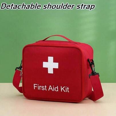 1pc Large Capacity Family First Aid Kit, Portable Travel Medicine Storage Bag, Sling-Style Emergency Medical Bag. Durable Zipper Fabric Organizer Pouch, Suitable For Daily Medicine And Epidemic Supplies Storage, Suitable For Home, Office, Outdoor, Camping And Business Travel Use. Multifunctional Emergency Survival Equipment, Daily Necessities And Thoughtful Gifts For Various Festivals.