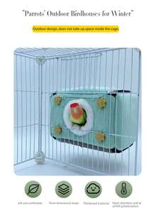 Parrot Winter Warm Nest, Peony Tiger Skin Pheasant Bird Cage, Thick Fleece Windproof Cold-Proof Hanging Bird House - View 8