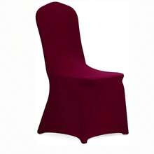 1pc Stretch Polyester & Spandex Chair Cover, Burgundy, Suitable For Wedding, Party, Banquet, Skirt Style Chair Slipcover - Red - View 2