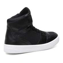 Bota de Treino Preto Conforto Musculação Uso Diário Couro Resistência Sola Borracha  Desportivo    Amarrar    Academia e fitness - Preto - Visão 5