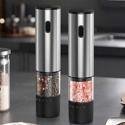 Stainless Steel Electric Spice Grinder, 5 Adjustable Coarseness Levels, One-Touch Operation For Quick Grinding, Visible Capacity, Multi-Function Automatic Grinder, Suitable For Home And Outdoor Use