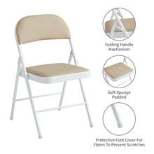Mcc Direct Folding Chairs, Faux Leather Foldable Chairs With Metal Frame And Padded Seat, Easy To Fold And Store For Home, Office, Dining And Reception (4Pcs) - Beige - View 4