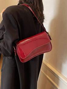 Lightweight,Business Casual Minimalist Flap Square Bag For Teen Girls Women College Students,Rookies & White-Collar Workers Perfect For Office,College,Work ,Business,Commute,Outdoors, Travel, Outings - 紅色 - 查看 9