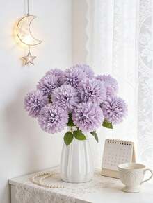 3/120支人造菊花、蒲公英和绣球花束，适合作为礼物送给朋友、新娘，也可用于婚礼装饰、家居/办公室/咖啡馆/派对装饰。 - 紫色 - 查看 5