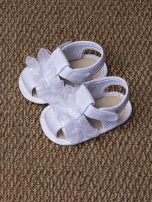 0-1岁婴儿学步鞋，花朵装饰凉鞋 - 白色 - 查看 10