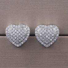 1 Pair Fashionable Heart Shaped Stone Stud Earrings, Minimalist Design, Suitable For Festivals, Parties, Bestie Gifts, Formal Dress Accessories Or Daily Wear - Multicolor - View 5