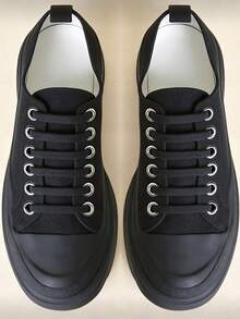 16 piezas/Set Cordones de silicona negra sin nudos, cordones elásticos adecuados para zapatos deportivos, zapatos casuales, botas de combate, uso diario de verano, accesorios de calzado regalo - Negro - Ver 3